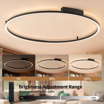Brilagi - Lampă de tavan LED dimabilă PORTOFINO LED/85W/230V 3000-6000K, diametru 120 cm, negru + telecomandă