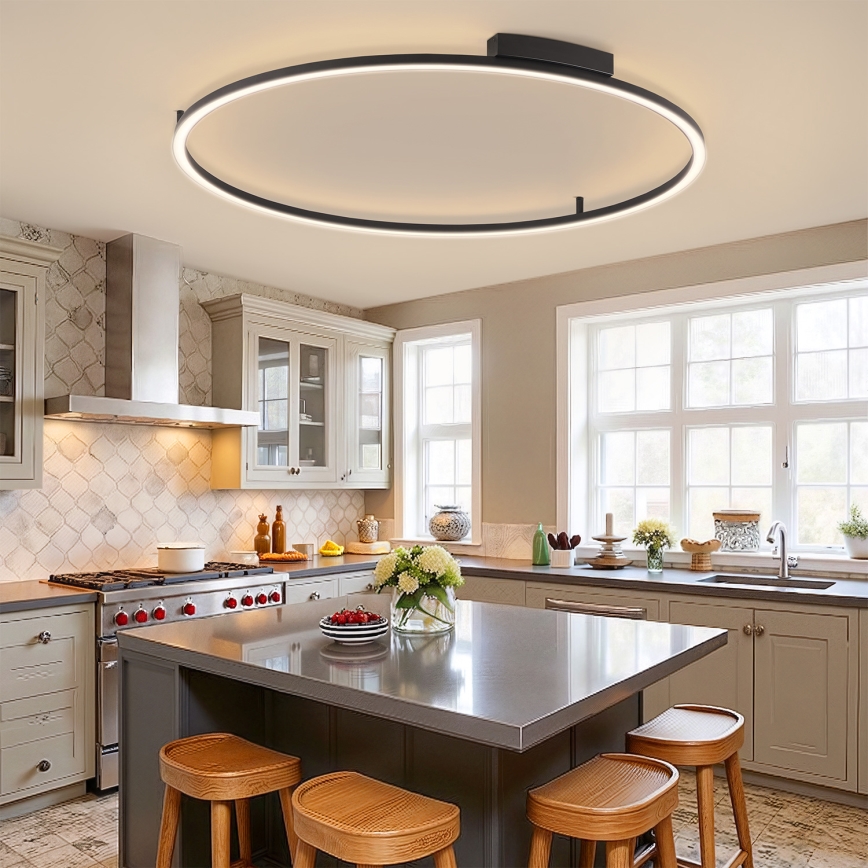 Brilagi - Lampă de tavan LED dimabilă PORTOFINO LED/85W/230V 3000-6000K, diametru 120 cm, negru + telecomandă