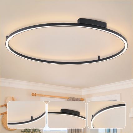 Brilagi - Lampă de tavan LED dimabilă PORTOFINO LED/85W/230V 3000-6000K, diametru 120 cm, negru + telecomandă