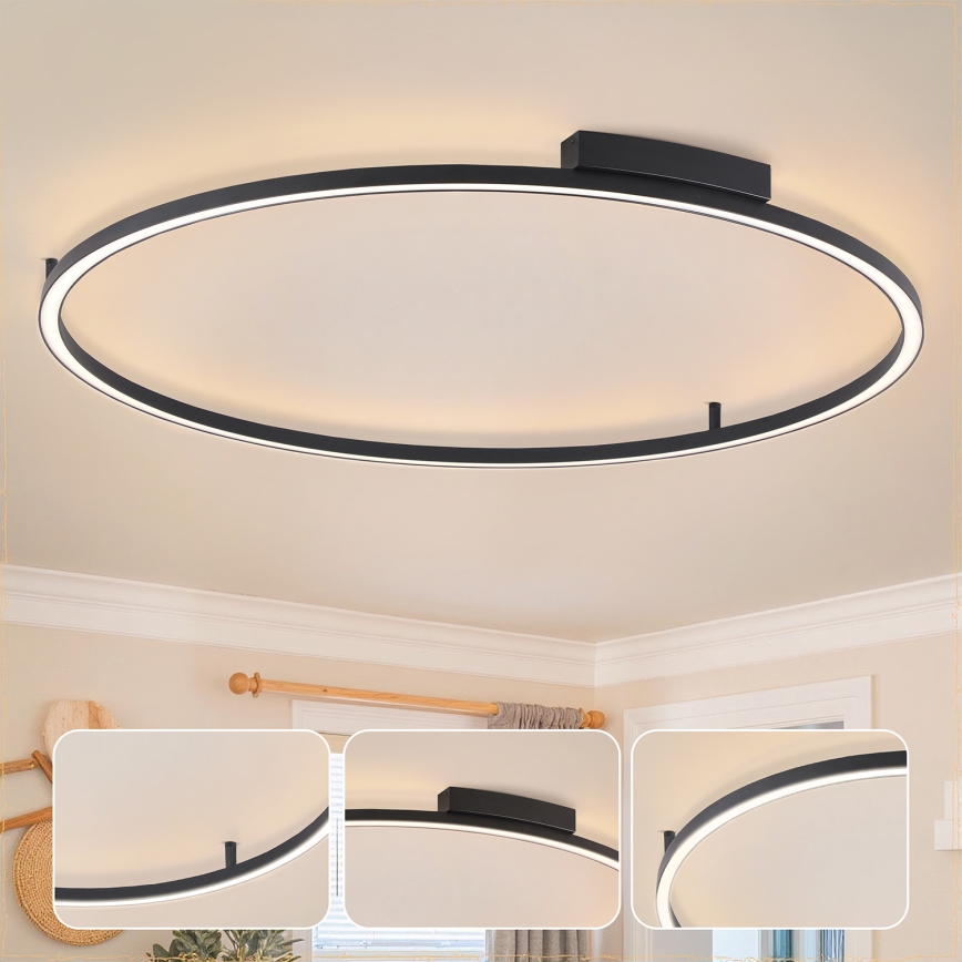 Brilagi - Lampă de tavan LED dimabilă PORTOFINO LED/85W/230V 3000-6000K, diametru 120 cm, negru + telecomandă