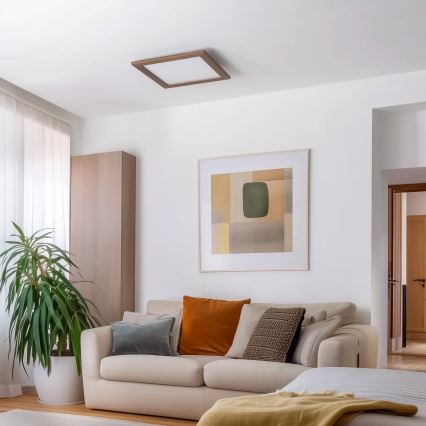 Brilagi - Plafonieră LED reglabilă SLIMFRAME WOOD LED/36W/230V 49,5x49,5 cm 3000-6000K maro închis + telecomandă