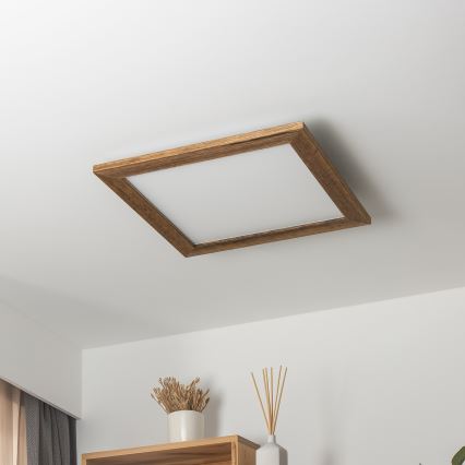 Brilagi - Plafonieră LED reglabilă SLIMFRAME WOOD 36W/230V 49,5x49,5 cm 3000-6000K maro + telecomandă