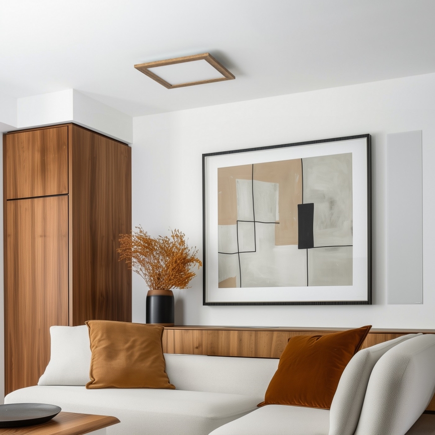 Brilagi - Plafonieră LED reglabilă SLIMFRAME WOOD 36W/230V 49,5x49,5 cm 3000-6000K maro + telecomandă