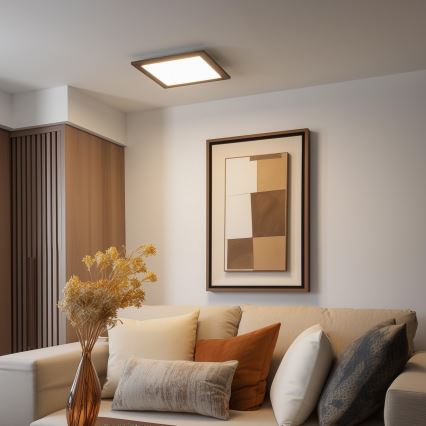 Brilagi - Plafonieră LED reglabilă SLIMFRAME WOOD 36W/230V 49,5x49,5 cm 3000-6000K maro + telecomandă