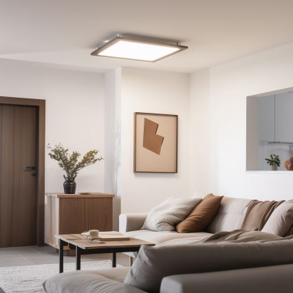 Brilagi - Plafonieră LED dimerizabilă SLIMFRAME WOOD LED/58W/230V 64x64 cm 3000-6000K maro închis + telecomandă