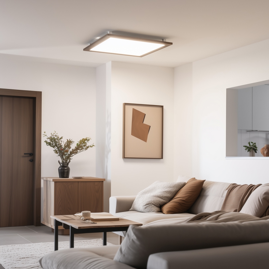 Brilagi - Plafonieră LED dimerizabilă SLIMFRAME WOOD LED/58W/230V 64x64 cm 3000-6000K maro închis + telecomandă