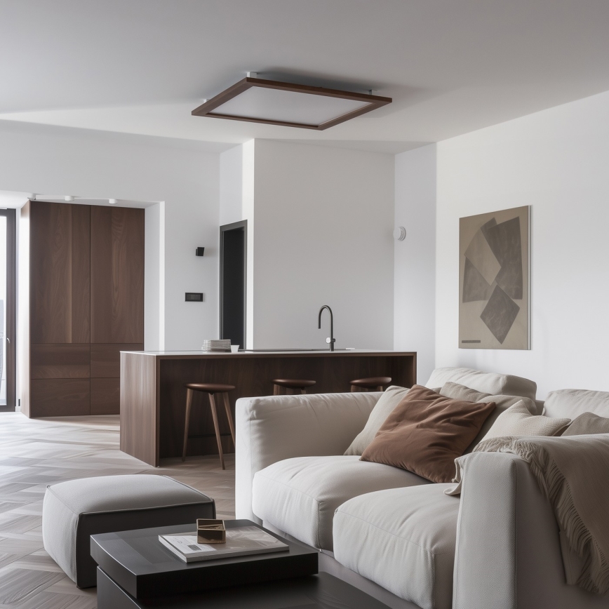 Brilagi - Plafonieră LED dimerizabilă SLIMFRAME WOOD LED/58W/230V 64x64 cm 3000-6000K maro închis + telecomandă