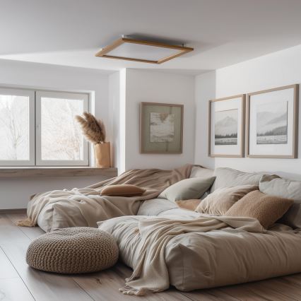 Brilagi - Plafonieră LED dimabilă SLIMFRAME WOOD LED/58W/230V 64x64 cm 3000-6000K maro + telecomandă inclusă