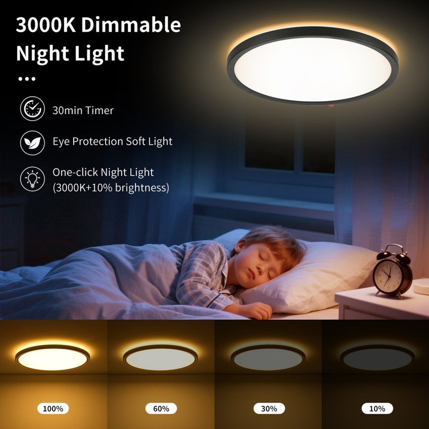 Brilagi - Plafonieră LED dimabilă ULTRA SLIM LED/24W/230V 2700-6500K Ø 42 cm, negru + telecomandă