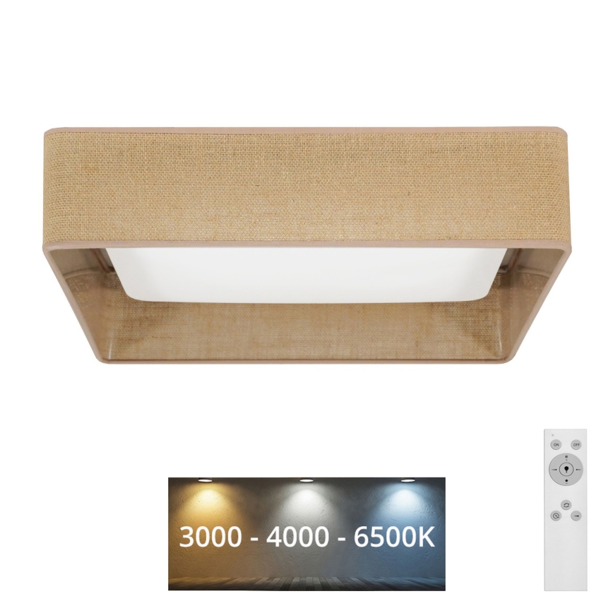 Brilagi - Plafonieră LED dimabilă VELVET SQUARE LED/24W/230V 43x43 cm 3000/4000/6500K + telecomandă maro