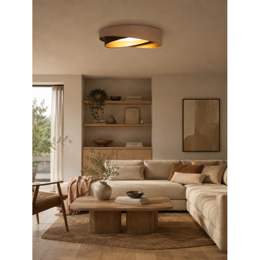 BRILAGI - Plafonieră LED dimabilă VELVET TWIST LED/36W/230V 3000-6000K Ø 65 cm Wi-Fi Tuya Beacon bej/maro/auriu + telecomandă