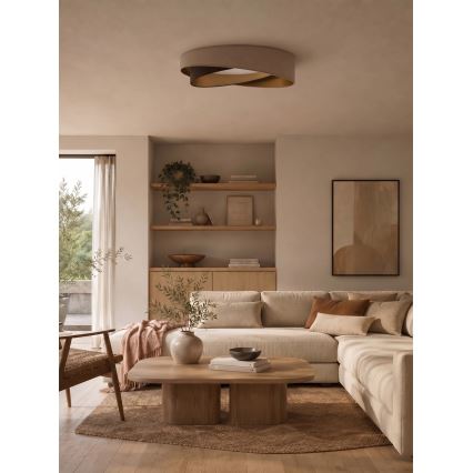 BRILAGI - Plafonieră LED dimabilă VELVET TWIST LED/36W/230V 3000-6000K Ø 65 cm Wi-Fi Tuya Beacon bej/maro/auriu + telecomandă