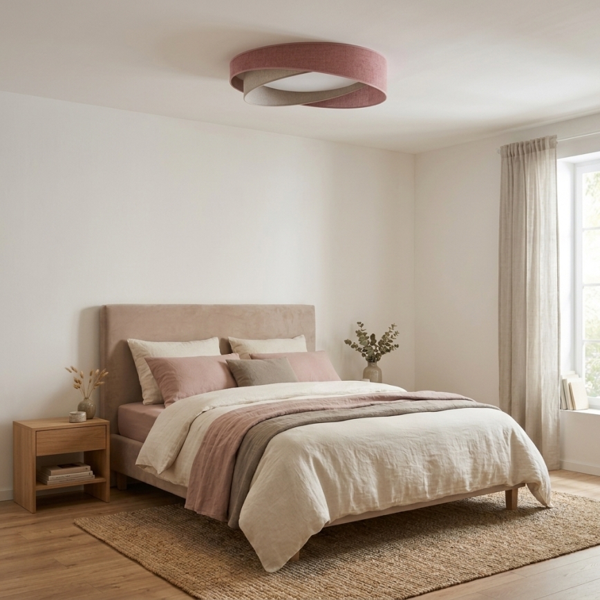 BRILAGI - Plafonieră LED dimmabilă VELVET TWIST LED/36W/230V 3000-6000K Ø 65 cm Wi-Fi Tuya Beacon roz/crem + telecomandă