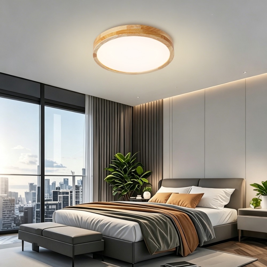 Brilagi - Plafonieră LED reglabilă WOODLINE LED/48W/230V 3000-6000K, stejar, diam. 40 cm + telecomandă