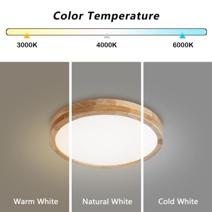 Brilagi - Plafonieră LED reglabilă WOODLINE LED/48W/230V 3000-6000K, stejar, diam. 40 cm + telecomandă