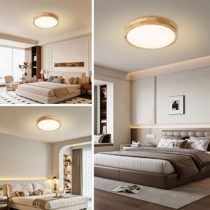 Brilagi - Plafonieră LED reglabilă WOODLINE LED/48W/230V 3000-6000K, stejar, diam. 40 cm + telecomandă