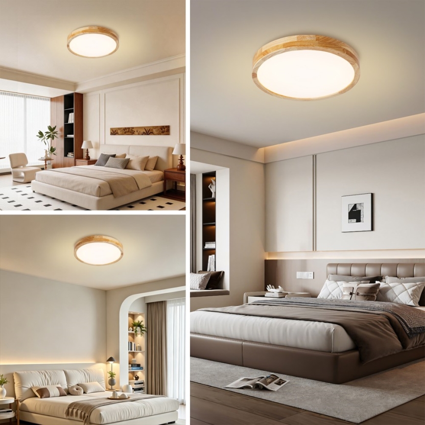 Brilagi - Plafonieră LED reglabilă WOODLINE LED/48W/230V 3000-6000K, stejar, diam. 40 cm + telecomandă
