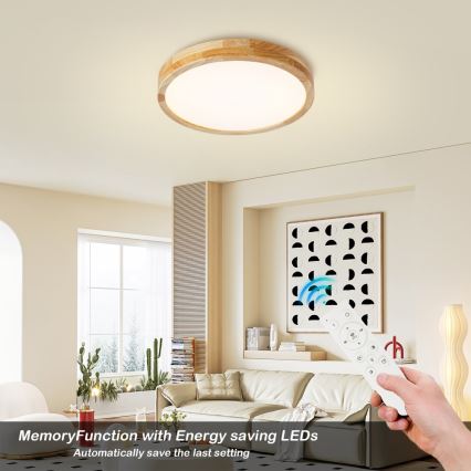 Brilagi - Plafonieră LED reglabilă WOODLINE LED/48W/230V 3000-6000K, stejar, diam. 40 cm + telecomandă