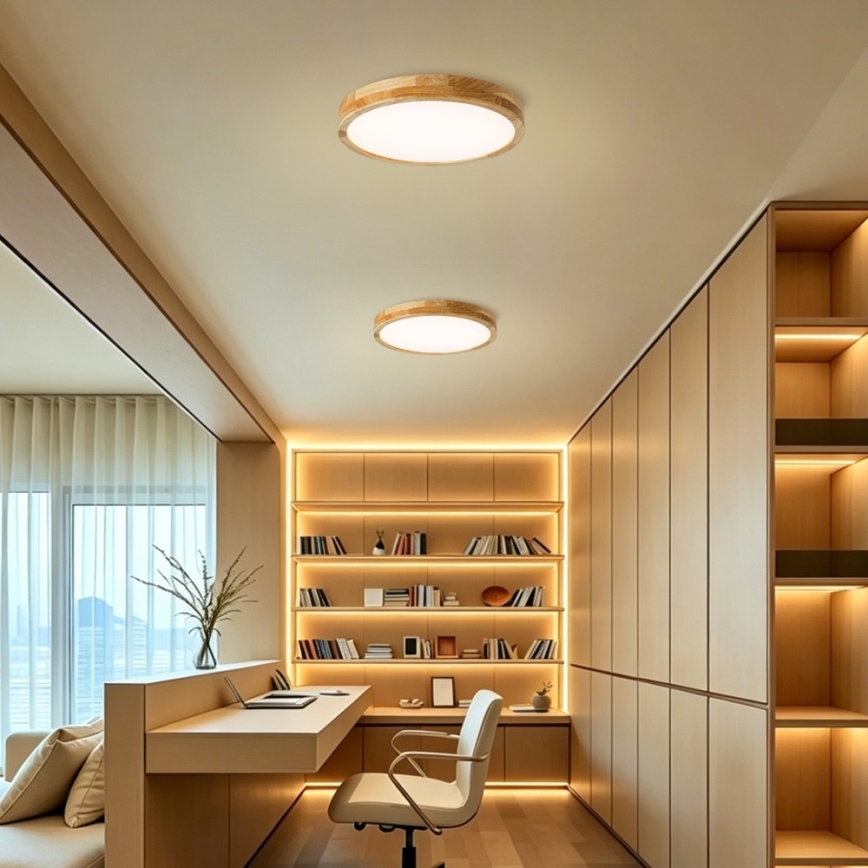 Brilagi - Plafonieră LED reglabilă WOODLINE LED/48W/230V 3000-6000K, stejar, diam. 40 cm + telecomandă