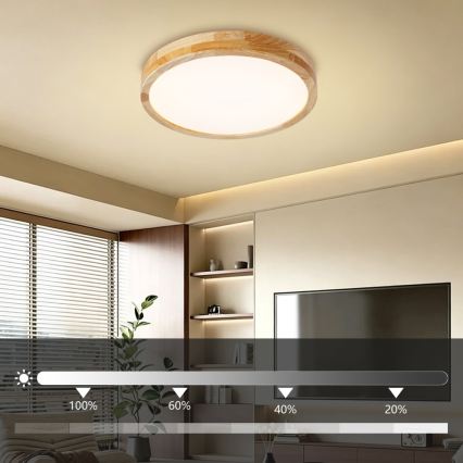 Brilagi - Plafonieră LED reglabilă WOODLINE LED/48W/230V 3000-6000K, stejar, diam. 40 cm + telecomandă