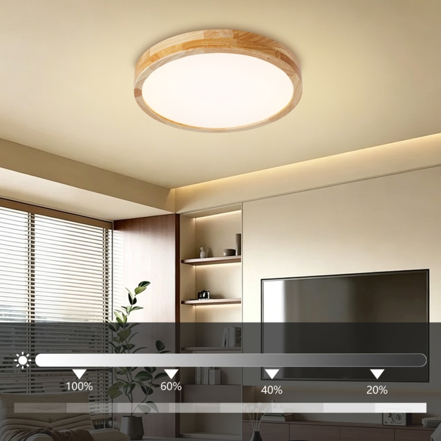 Brilagi - Plafonieră LED reglabilă WOODLINE LED/48W/230V 3000-6000K, stejar, diam. 40 cm + telecomandă