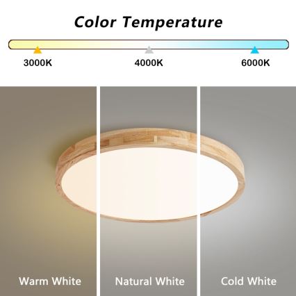 Brilagi - Plafonieră LED dimabilă WOODLINE LED/72W/230V 3000-6000K stejar diam. 60 cm + telecomandă