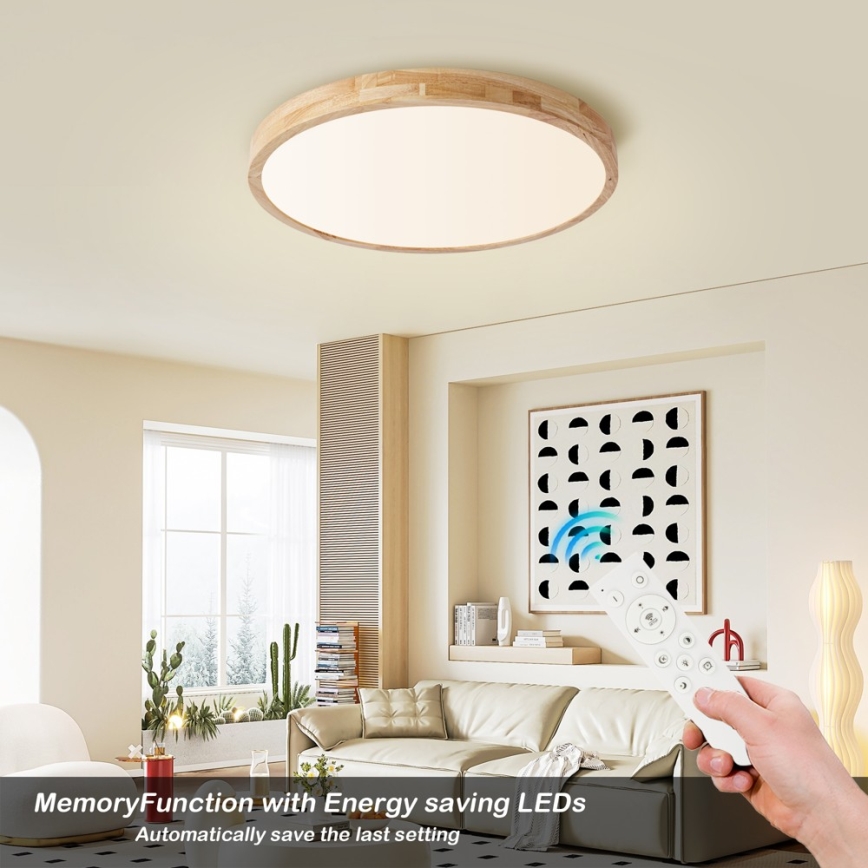 Brilagi - Plafonieră LED dimabilă WOODLINE LED/72W/230V 3000-6000K stejar diam. 60 cm + telecomandă
