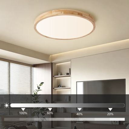 Brilagi - Plafonieră LED dimabilă WOODLINE LED/72W/230V 3000-6000K stejar diam. 60 cm + telecomandă