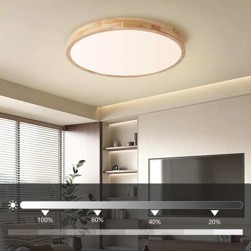 Brilagi - Plafonieră LED dimabilă WOODLINE LED/72W/230V 3000-6000K stejar diam. 60 cm + telecomandă