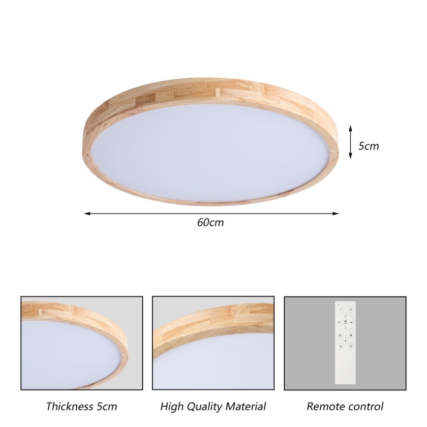 Brilagi - Plafonieră LED dimabilă WOODLINE LED/72W/230V 3000-6000K stejar diam. 60 cm + telecomandă