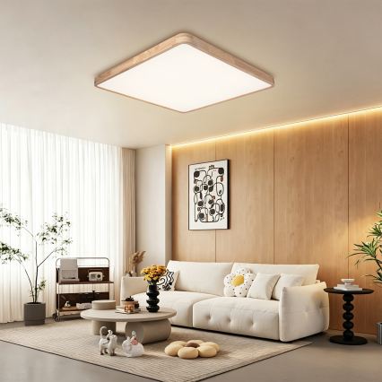 BRILAGI - Plafonieră LED dimabilă WOODLINE SQUARE LED/100W/230V 3000-6000K stejar 80x80 cm + telecomandă
