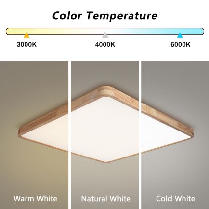 BRILAGI - Plafonieră LED dimabilă WOODLINE SQUARE LED/100W/230V 3000-6000K stejar 80x80 cm + telecomandă