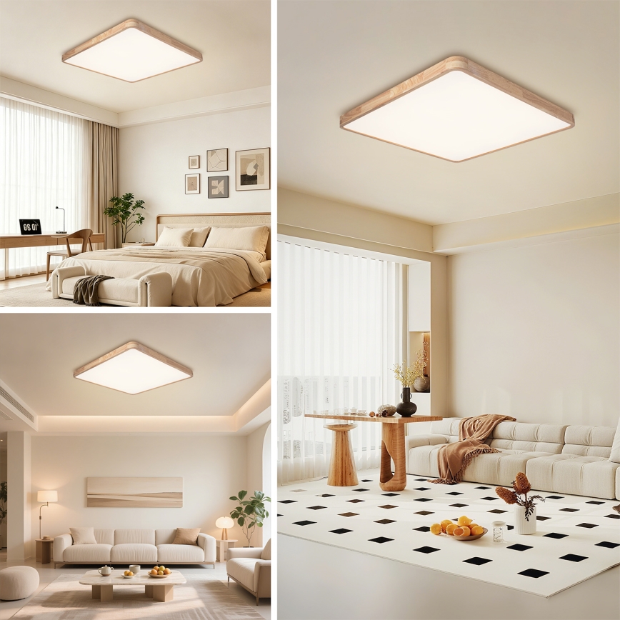 BRILAGI - Plafonieră LED dimabilă WOODLINE SQUARE LED/100W/230V 3000-6000K stejar 80x80 cm + telecomandă