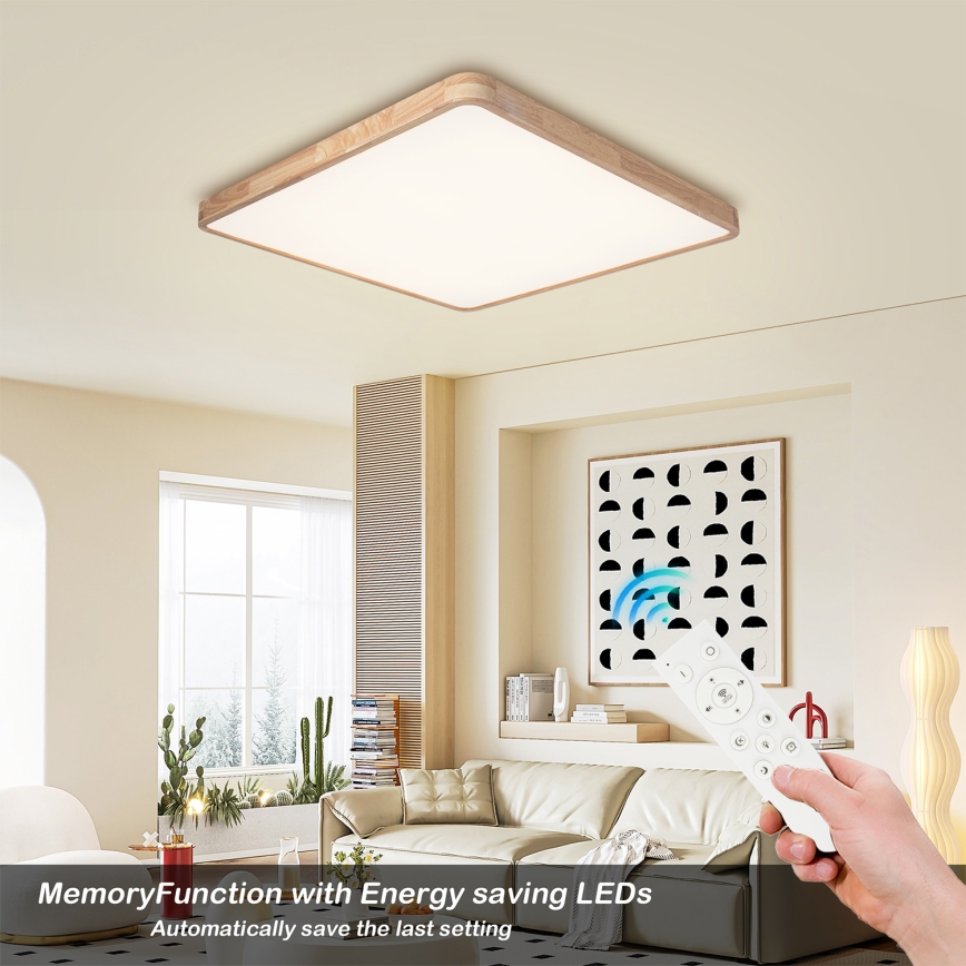 BRILAGI - Plafonieră LED dimabilă WOODLINE SQUARE LED/100W/230V 3000-6000K stejar 80x80 cm + telecomandă
