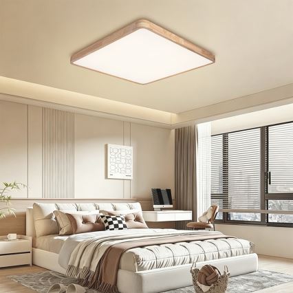 BRILAGI - Plafonieră LED dimabilă WOODLINE SQUARE LED/100W/230V 3000-6000K stejar 80x80 cm + telecomandă