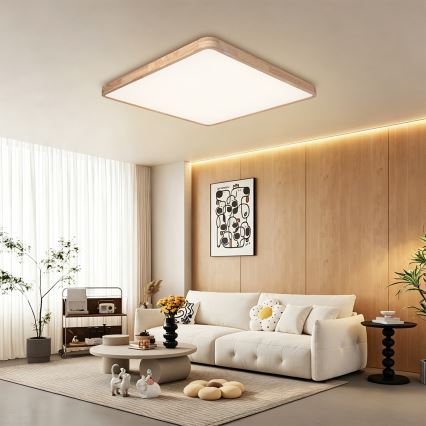 Brilagi - Plafonieră LED reglabilă WOODLINE SQUARE LED/180W/230V 3000-6000K stejar 100x100 cm + telecomandă