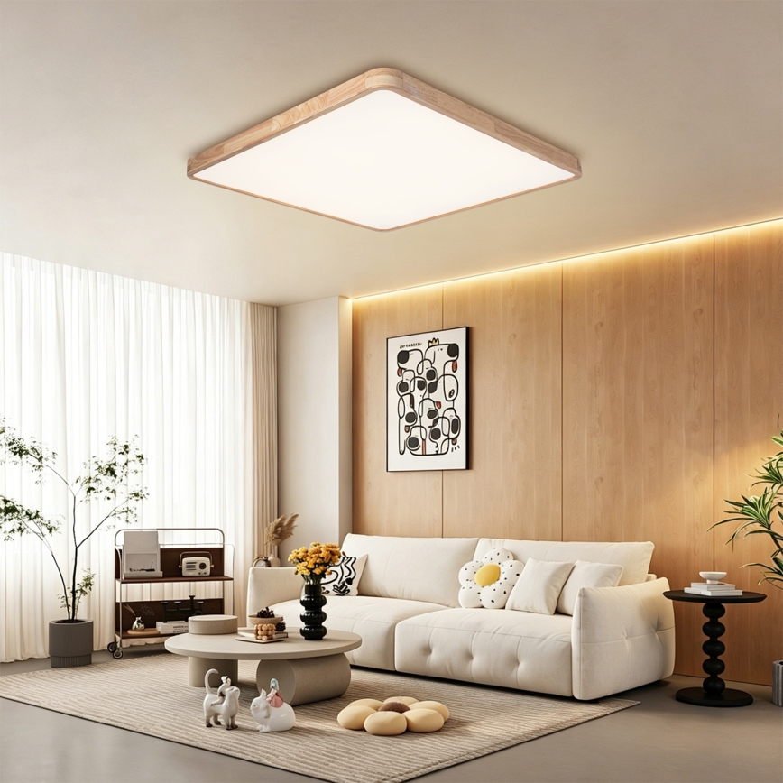 Brilagi - Plafonieră LED reglabilă WOODLINE SQUARE LED/180W/230V 3000-6000K stejar 100x100 cm + telecomandă