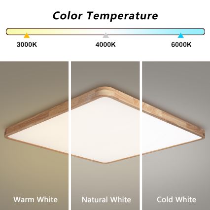 Brilagi - Plafonieră LED reglabilă WOODLINE SQUARE LED/180W/230V 3000-6000K stejar 100x100 cm + telecomandă