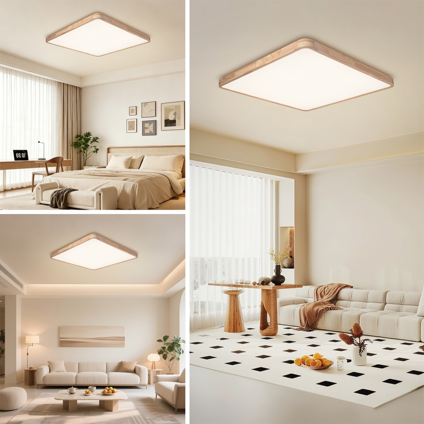 Brilagi - Plafonieră LED reglabilă WOODLINE SQUARE LED/180W/230V 3000-6000K stejar 100x100 cm + telecomandă