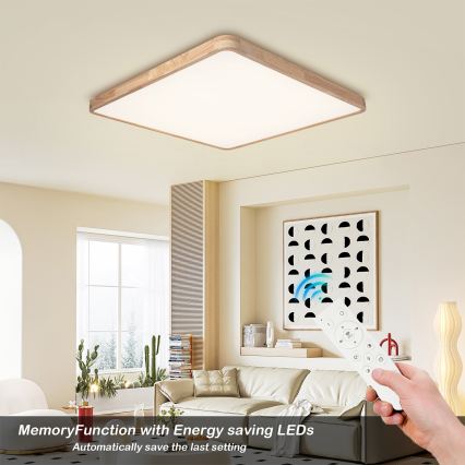 Brilagi - Plafonieră LED reglabilă WOODLINE SQUARE LED/180W/230V 3000-6000K stejar 100x100 cm + telecomandă