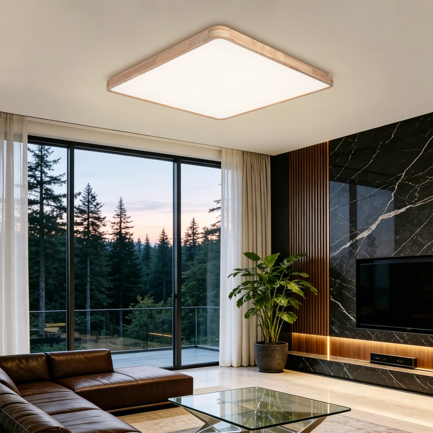 Brilagi - Plafonieră LED reglabilă WOODLINE SQUARE LED/180W/230V 3000-6000K stejar 100x100 cm + telecomandă