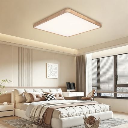 Brilagi - Plafonieră LED reglabilă WOODLINE SQUARE LED/180W/230V 3000-6000K stejar 100x100 cm + telecomandă