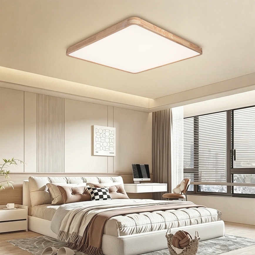 Brilagi - Plafonieră LED reglabilă WOODLINE SQUARE LED/180W/230V 3000-6000K stejar 100x100 cm + telecomandă