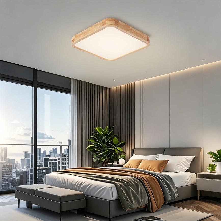 Brilagi - Plafonieră LED dimabilă WOODLINE SQUARE LED/48W/230V 3000-6000K stejar 40x40 cm + telecomandă