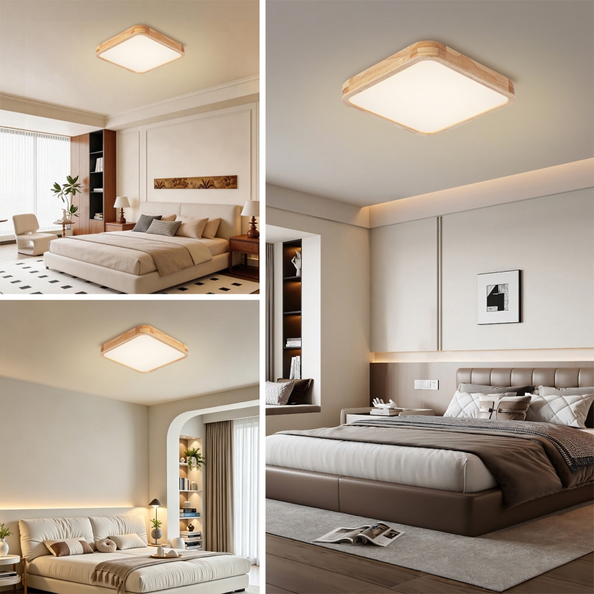 Brilagi - Plafonieră LED dimabilă WOODLINE SQUARE LED/48W/230V 3000-6000K stejar 40x40 cm + telecomandă