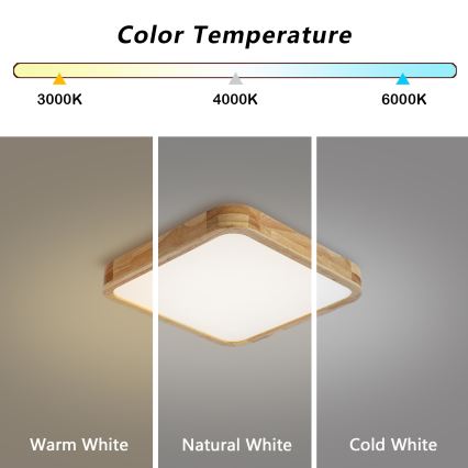 Brilagi - Plafonieră LED dimabilă WOODLINE SQUARE LED/48W/230V 3000-6000K stejar 40x40 cm + telecomandă