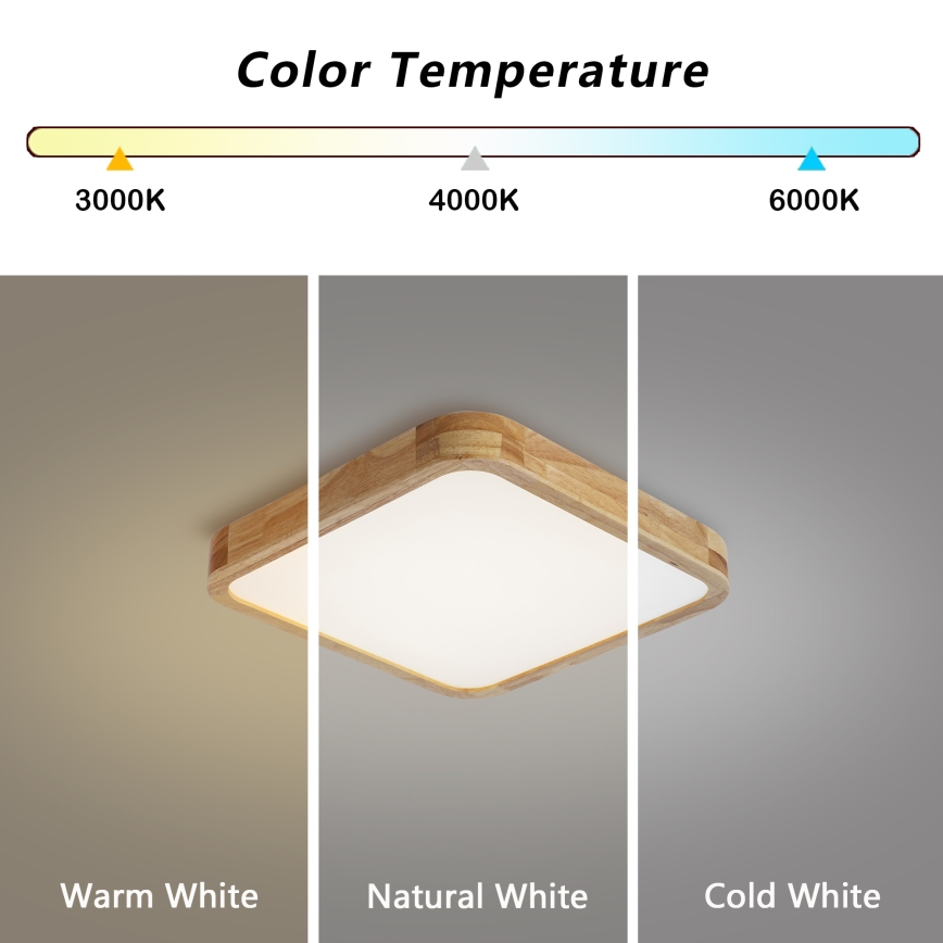 Brilagi - Plafonieră LED dimabilă WOODLINE SQUARE LED/48W/230V 3000-6000K stejar 40x40 cm + telecomandă