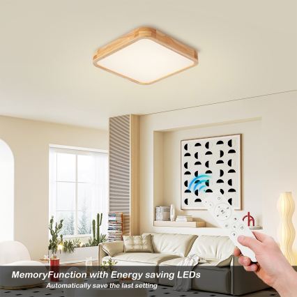 Brilagi - Plafonieră LED dimabilă WOODLINE SQUARE LED/48W/230V 3000-6000K stejar 40x40 cm + telecomandă