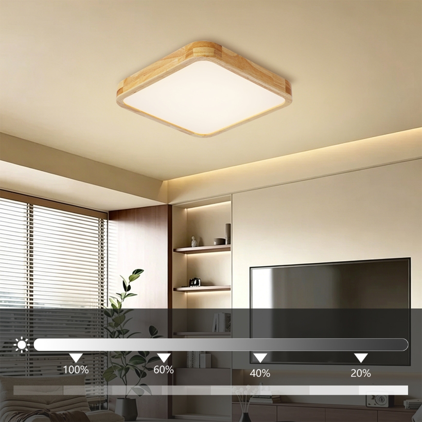Brilagi - Plafonieră LED dimabilă WOODLINE SQUARE LED/48W/230V 3000-6000K stejar 40x40 cm + telecomandă