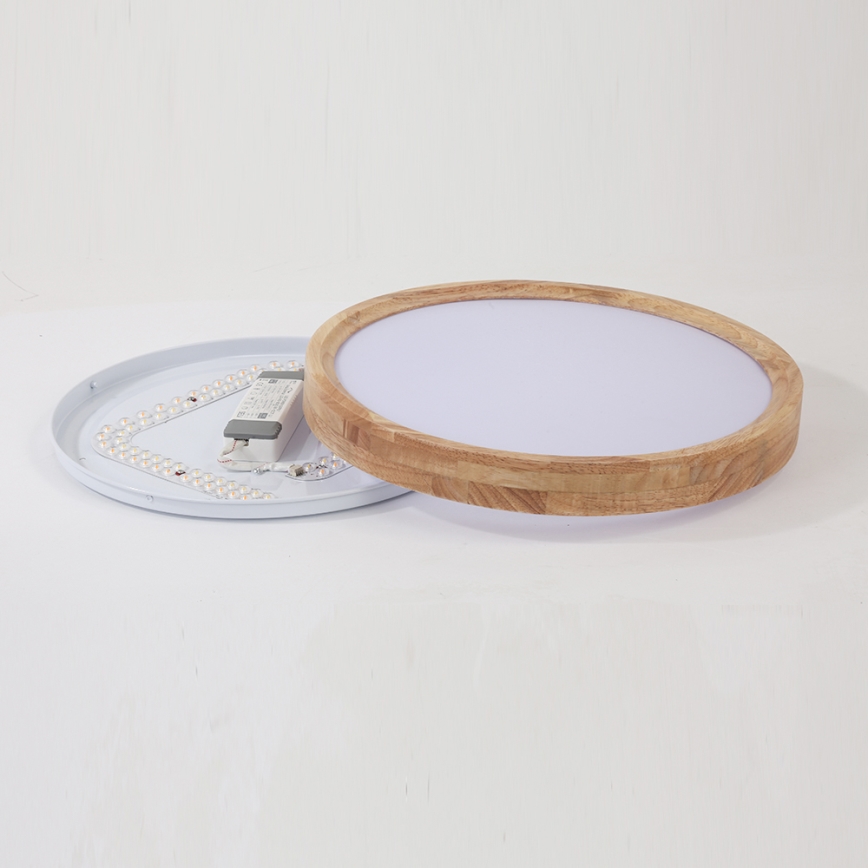Brilagi WOODROUND Plafonieră LED dimabilă, 30W/230V, 3000-6000K, Ø 40 cm, lemn, CRI 90 + telecomandă
